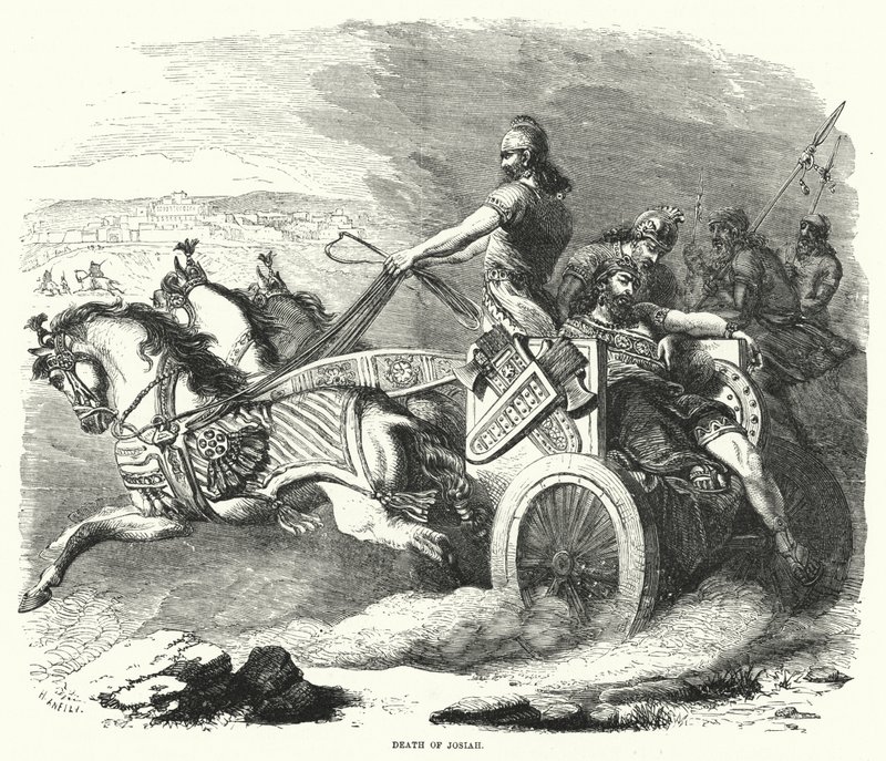 Death of Josiah (engraving) by English School