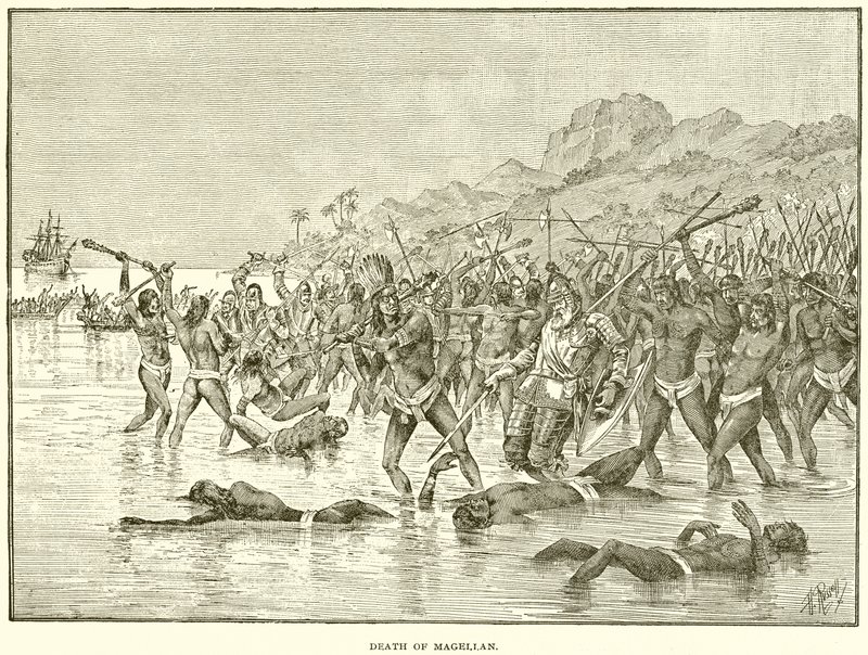Death of Magellan by English School