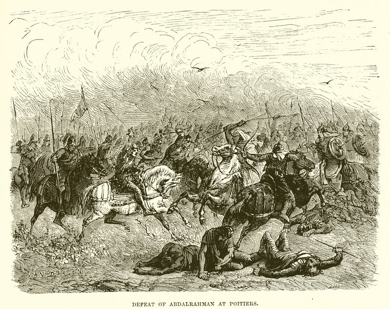 Defeat of Abdalrahman at Poitiers by English School