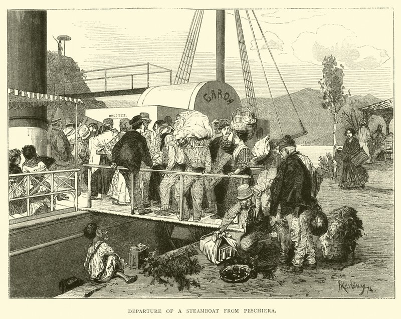 Departure of a steamboat from Peschiera by English School