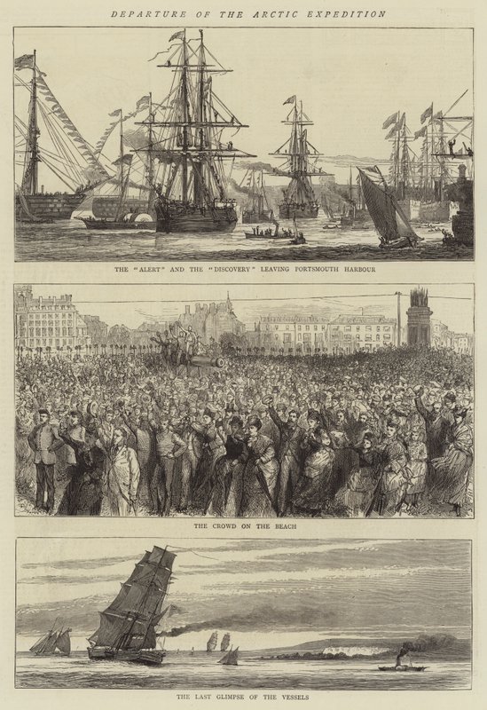 Departure of the Arctic Expedition (engraving) by English School