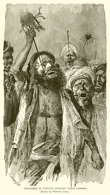 Dervishes in Ecstasy Piercing Their Cheeks by English School