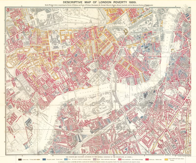 Descriptive map of London poverty, 1889 by English School