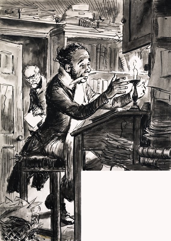 Dickensian clerk by English School