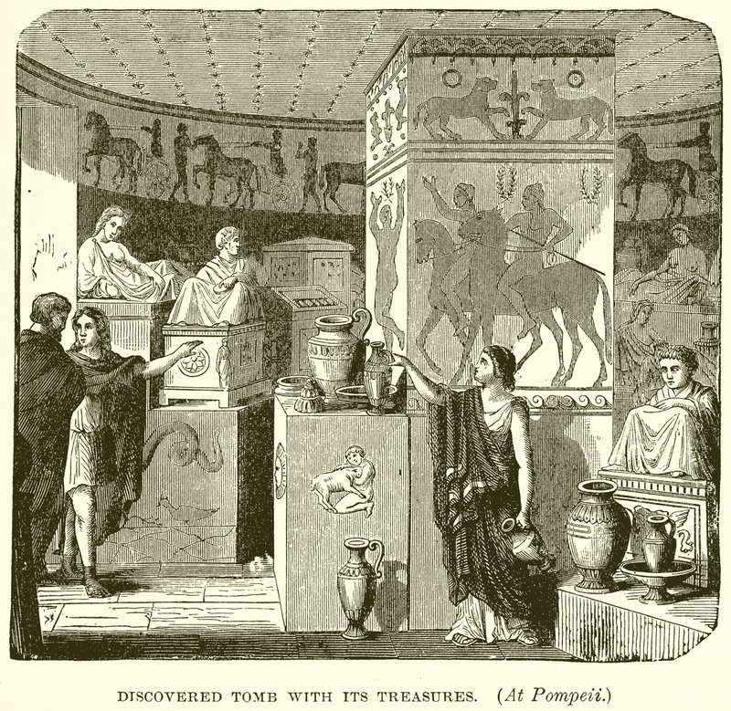 Discovered Tomb with its Treasures (At Pompeii) by English School