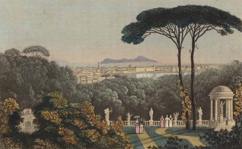 Distant view of Naples, Italy by English School