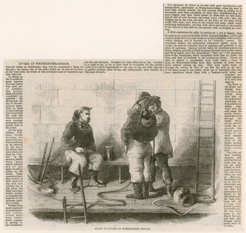 Divers at Westminster Bridge by English School