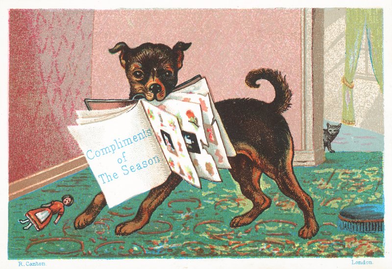 Dog with Book in Mouth by English School