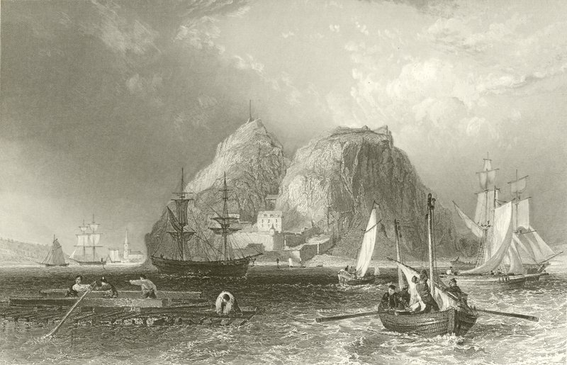Dunbarton Castle on the Clyde by English School