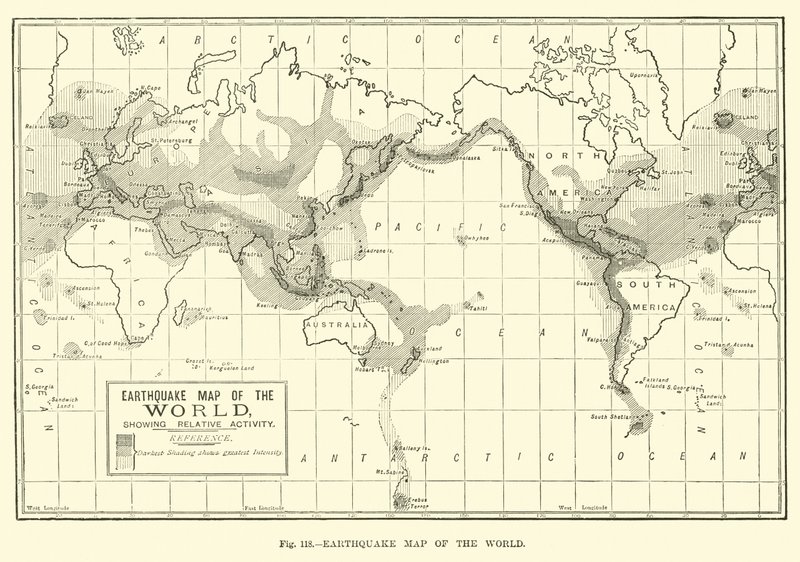 Earthquake Map of the World by English School