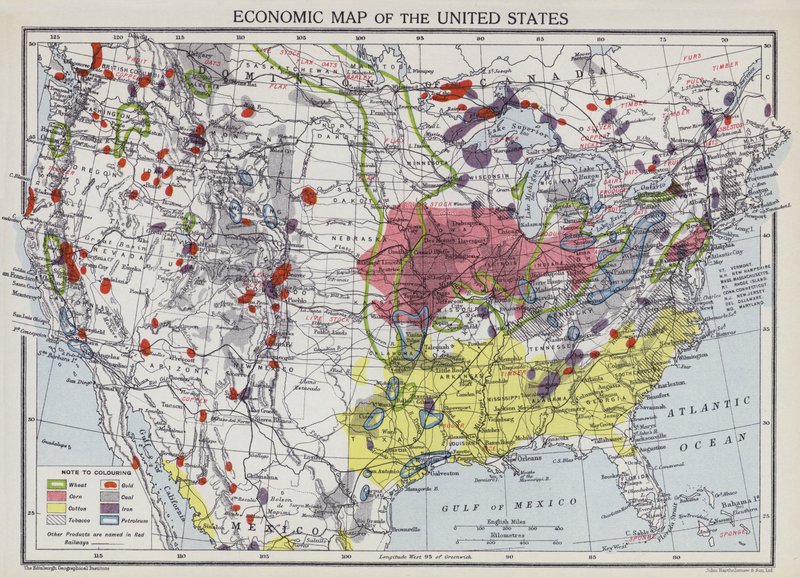 Economic Map of United States by English School