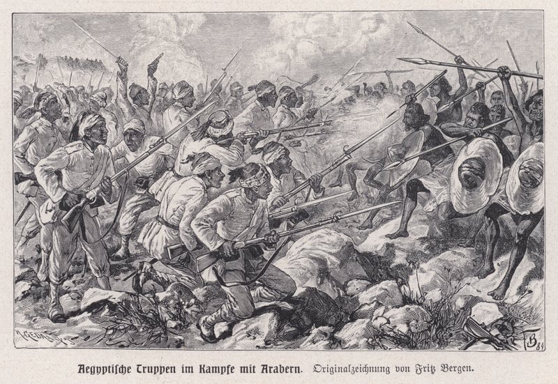 Egyptian Troops Fighting Mahdist Warriors by English School