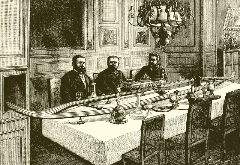 Electric railway in the dining room by English School