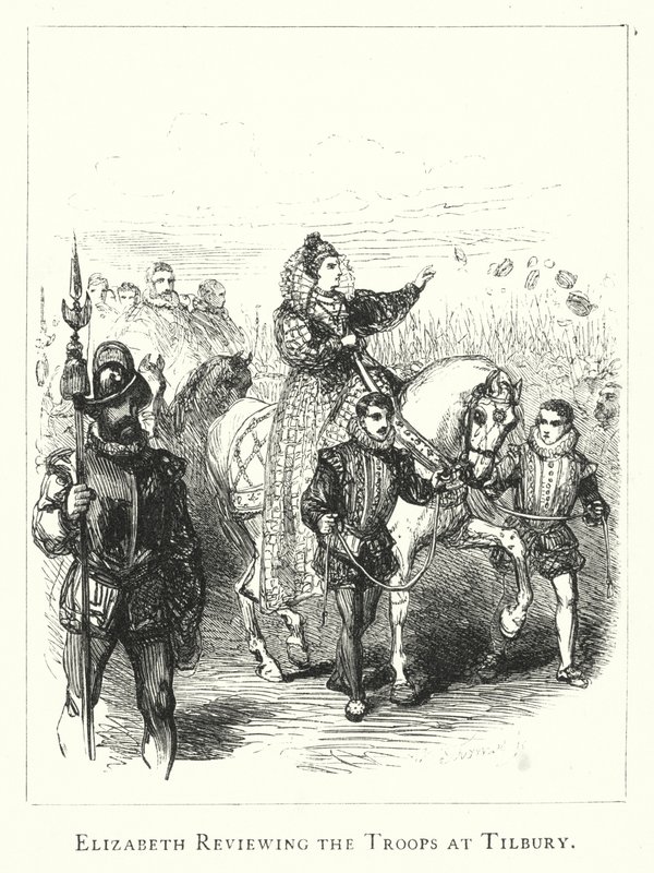 Elizabeth reviewing the Troops at Tilbury by English School