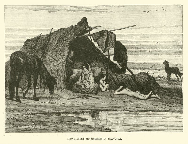 Encampment of Gypsies in Slavonia by English School