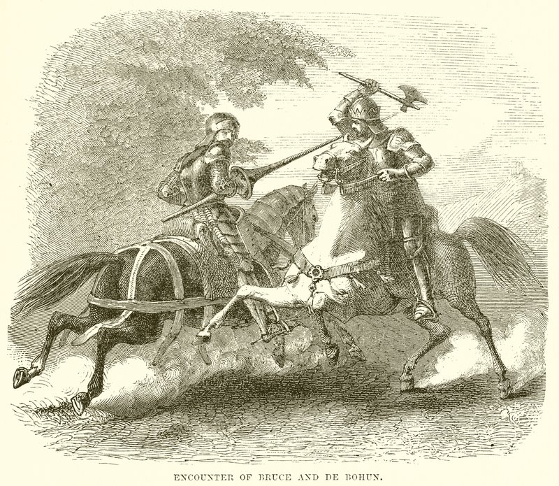 Encounter of Bruce and De Bohun by English School