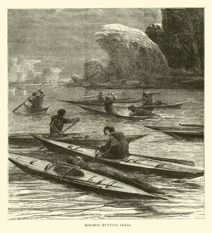 Eskimos Hunting Seals by English School
