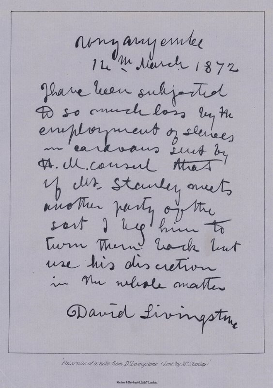 Facsimile of a Note from D