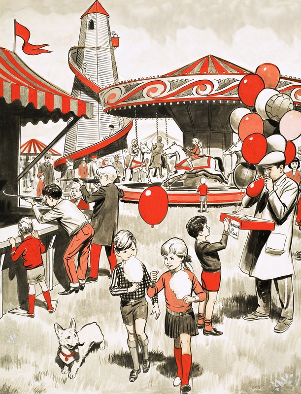 Fairground Scene by English School