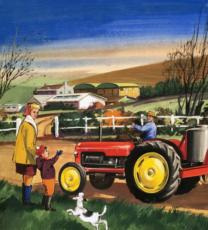 Farmer Driving a Tractor by English School