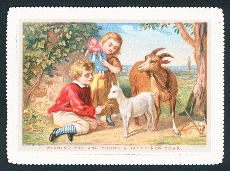 Feeding goats by English School