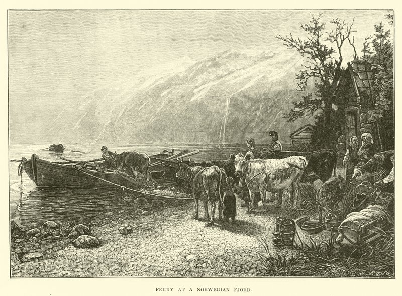 Ferry at a Norwegian Fjord by English School