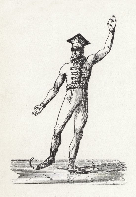 Figure of a Man Ice Skating by English School