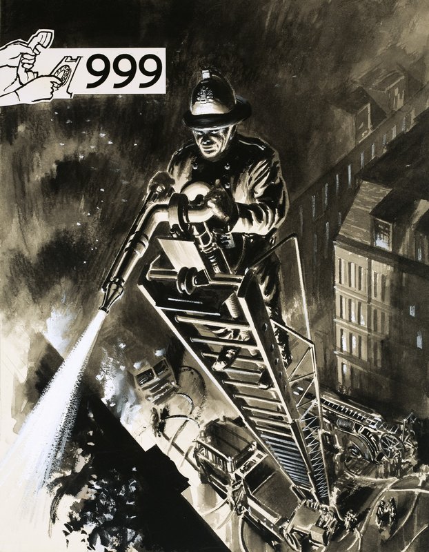 Fireman on ladder by English School