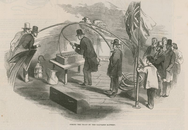 Firing the Train by the Galvanic Battery by English School