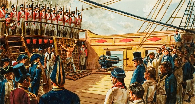 Flogging at Sea by English School