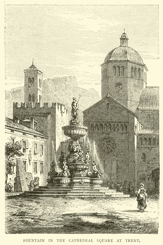 Fountain in the Cathedral Square at Trent by English School