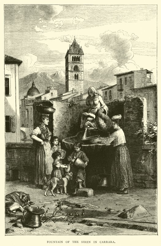 Fountain of the Siren in Carrara by English School