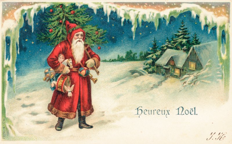 French Christmas Card by English School