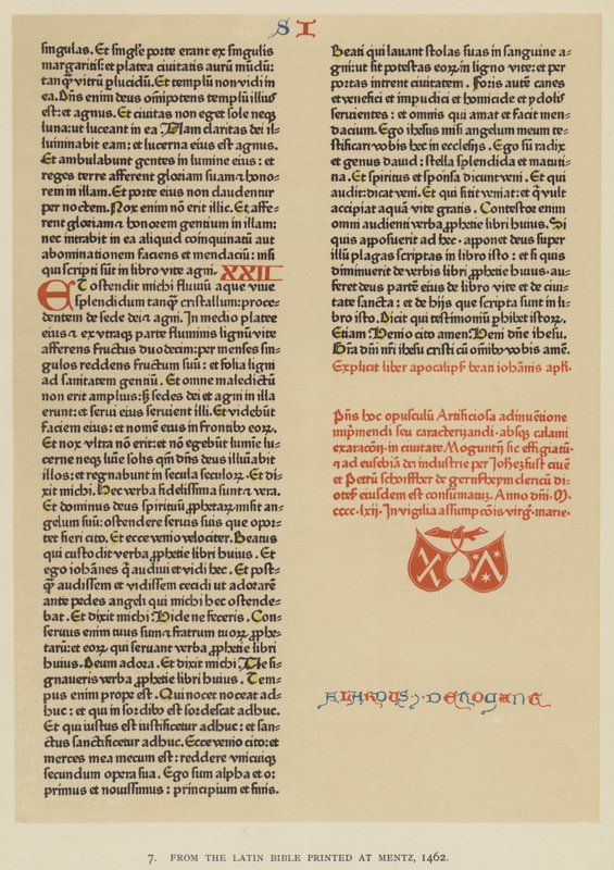 From the Latin Bible Printed at Mentz by English School