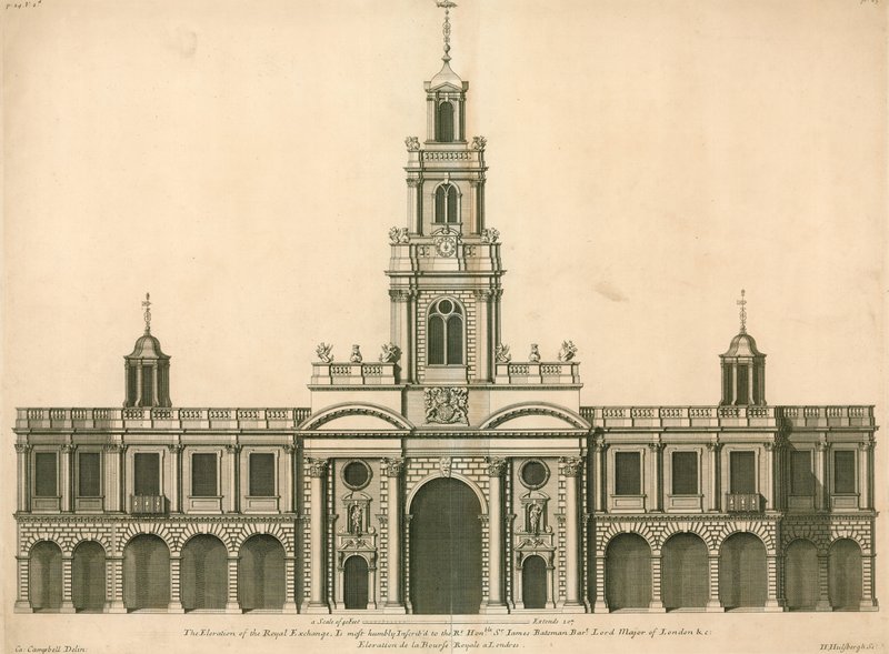Front Elevation of the Royal Exchange, London by English School