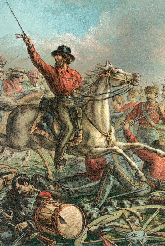 Garibaldi Captures four French Guns at Rome by English School