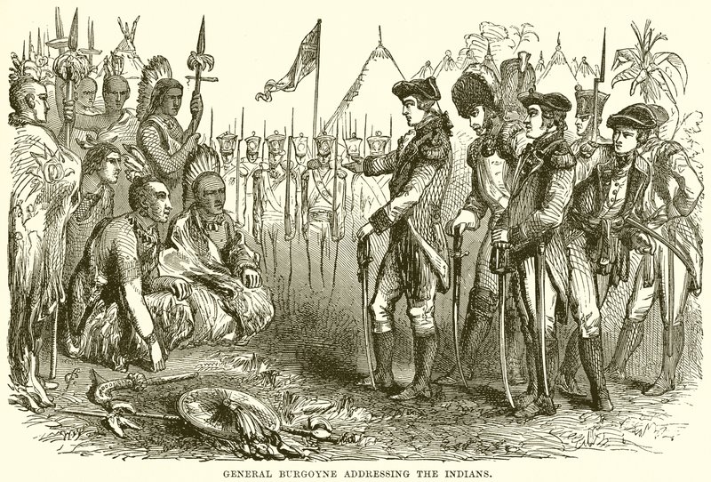 General Burgoyne addressing the Indians by English School