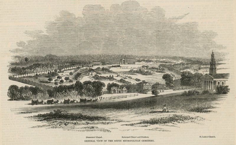 General View of the South Metropolitan Cemetery by English School