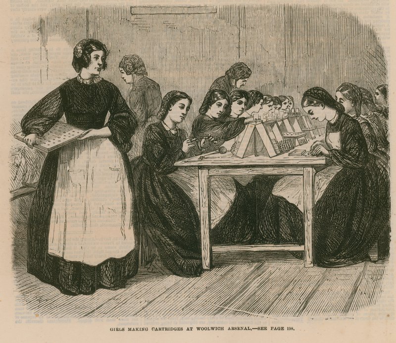 Girls Making Cartridges at Woolwich Arsenal by English School