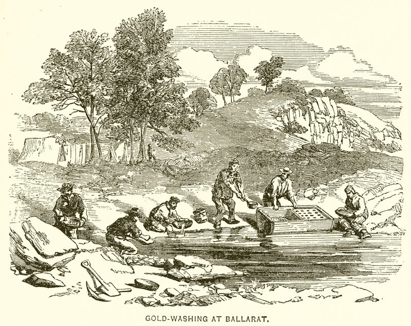 Gold-Washing at Ballarat by English School