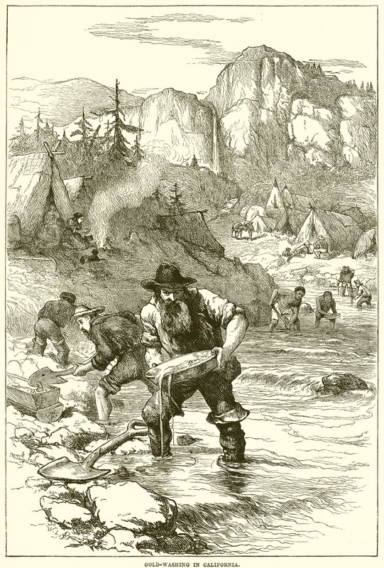 Gold-Washing in California by English School