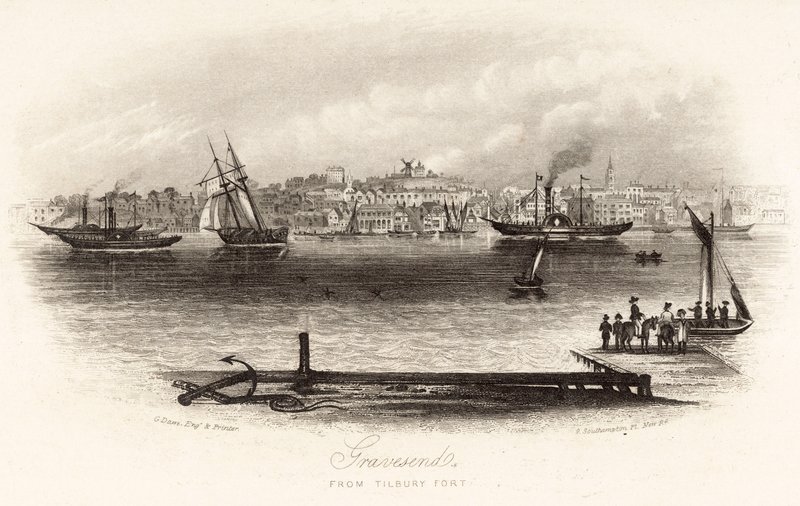 Gravesend from Tilbury Fort by English School