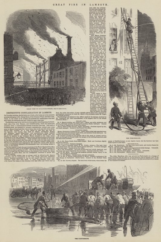 Great Fire in Lambeth by English School