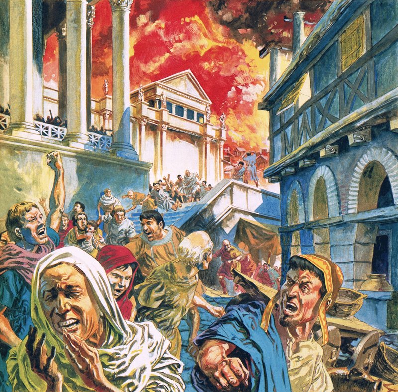 Great Fire of Rome by English School