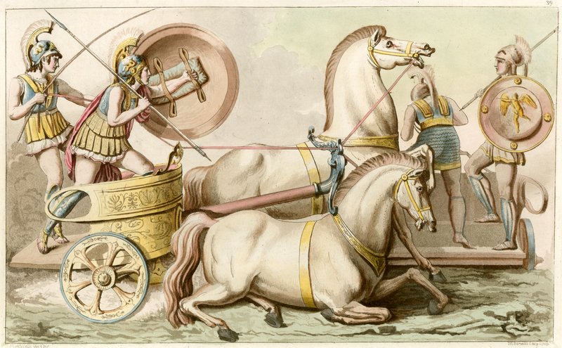 Greek Soldiers in a Chariot by English School