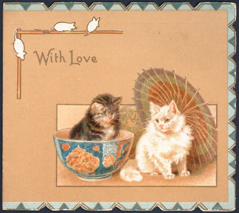 Greeting Card with Two Cats by English School