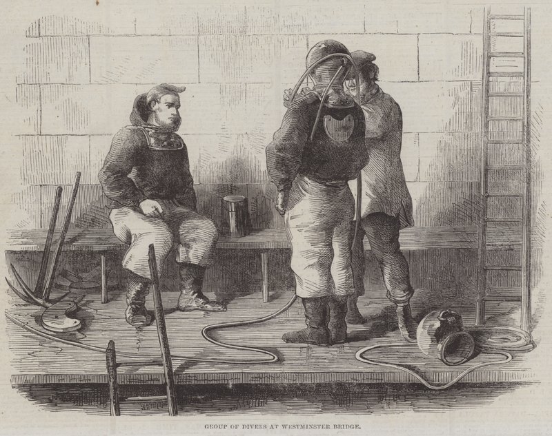 Group of Divers at Westminster Bridge by English School