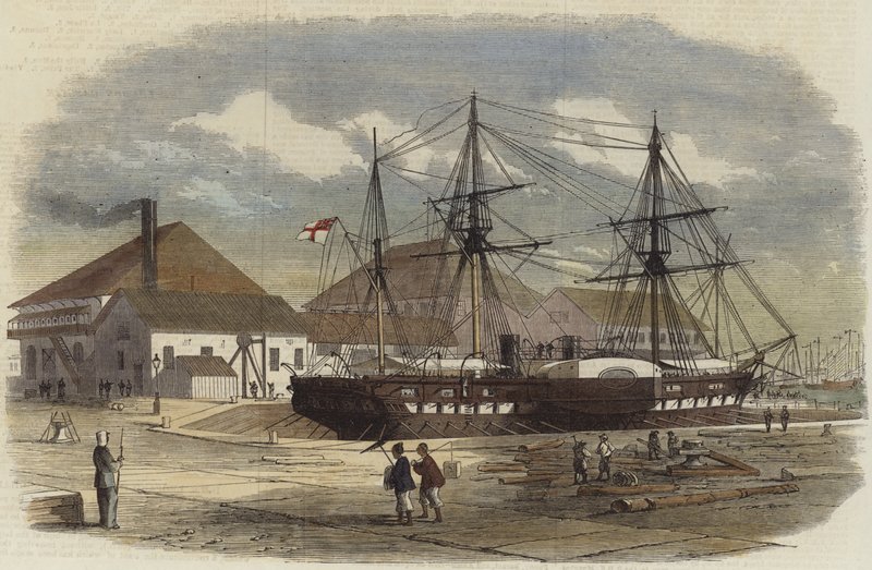 HMS Leopard in Dock at Shanghai by English School