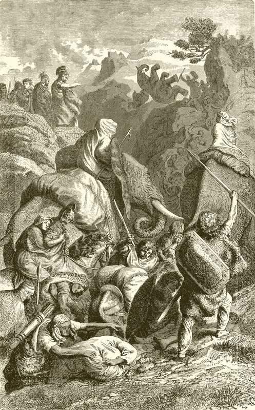 Hannibal Crossing the Alps into Italy by English School