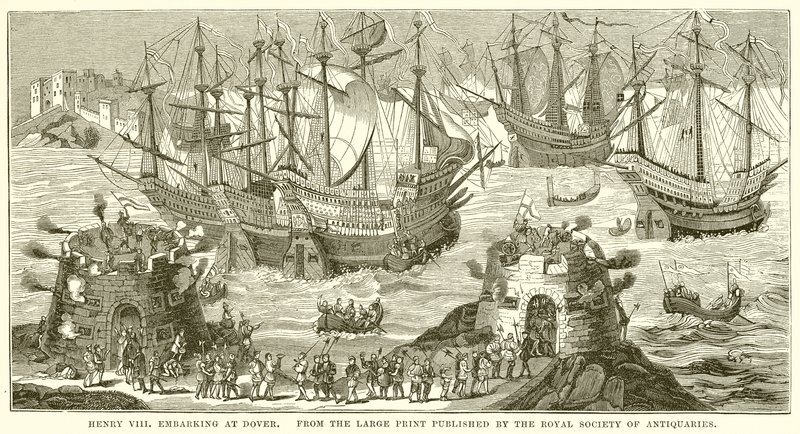 Henry VIII Embarking at Dover by English School